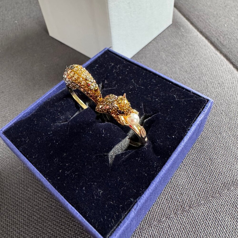 Swarovski Squirrel Double Ring Multi-Colour Gold … - image 4
